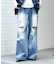 『ユニセックス』ダメージデニムワイドパンツ