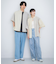 『ユニセックス』ストライプブロックドルーズシャツ