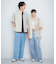 『ユニセックス』ストライプブロックドルーズシャツ
