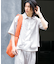 『イージーケア／セットアップ対応／ユニセックス』リネンライクボクシーシャツ(5分袖)