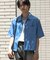 『イージーケア／セットアップ対応／ユニセックス』リネンライクボクシーシャツ(5分袖)