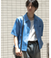 『イージーケア／セットアップ対応／ユニセックス』リネンライクボクシーシャツ(5分袖)
