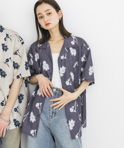 アーバンリサーチ　ボタニカル柄　シャツ ユニセックス』ボタニカルオープンカラーショートスリーブシャツ