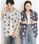 『ユニセックス』ボタニカルオープンカラーショートスリーブシャツ