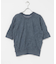 new basic　リネン混ワッシャーハーフスリーブニット