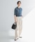 new basic　リネン混ワッシャーシャツカラーニット