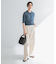 new basic　リネン混ワッシャーシャツカラーニット