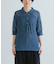 new basic　リネン混ワッシャーシャツカラーニット