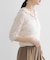 new basic　リネン混ワッシャーシャツカラーニット