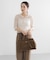 new basic　リネン混ワッシャーシャツカラーニット