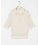 new basic　リネン混ワッシャーシャツカラーニット