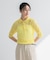 new basic　リネン混ワッシャーシャツカラーニット