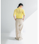 new basic　リネン混ワッシャーシャツカラーニット
