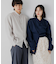 『セットアップ対応』『ユニセックス』ウールライクバンドカラールーズシャツ
