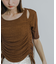 カットアウトシャーリングトップ(5分袖)