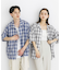 『ユニセックス』オンブレーチェックショートスリーブシャツ