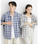 『ユニセックス』オンブレーチェックショートスリーブシャツ