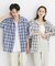 『ユニセックス』オンブレーチェックショートスリーブシャツ