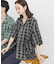 『ユニセックス』オンブレーチェックショートスリーブシャツ