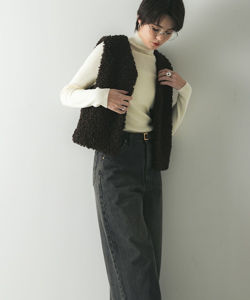 アーバンリサーチ ECOPEL カーリー ファー ベスト アイボリー アーバンリサーチ URBAN RESEARCH ECOPELカーリーファーベスト