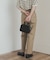 サイドベルトストレートパンツ