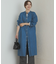デニムバンドカラーワンピース