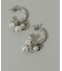 メタルフラワーパールフープピアス