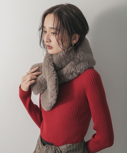 新品アーバンリサーチ★ファーティペット付上質ウール混ノーカラーコートグレー★3点以上落札で宅急便送料無料!平日15時入金分当日発送可 アーバンリサーチ] DOORSフォックスファーティペット ティペット