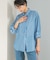 タイ付デニムライクシアーシャツ