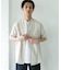 シルケットリネン バンドカラーショートスリーブシャツ