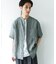 シルケットリネン バンドカラーショートスリーブシャツ