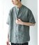 シルケットリネン バンドカラーショートスリーブシャツ