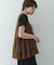 サッカーチェックペプラムベストブラウス