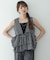 サッカーチェックペプラムベストブラウス