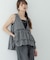 サッカーチェックペプラムベストブラウス
