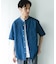 リネンブレンド デニムバンドショートスリーブシャツ