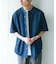 リネンブレンド デニムバンドショートスリーブシャツ