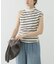 ESTHE　STRIPE TWIST ASYMMETRIC T-SHIRTS