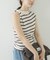 ESTHE　STRIPE TWIST ASYMMETRIC T-SHIRTS