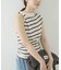 ESTHE　STRIPE TWIST ASYMMETRIC T-SHIRTS