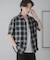 オンブレーチェックオープンカラーショートスリーブシャツ