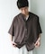 バンドカラーショートスリーブ 総柄シャツ