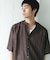 バンドカラーショートスリーブ 総柄シャツ
