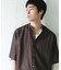 バンドカラーショートスリーブ 総柄シャツ