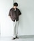 バンドカラーショートスリーブ 総柄シャツ