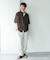 バンドカラーショートスリーブ 総柄シャツ