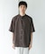 バンドカラーショートスリーブ 総柄シャツ