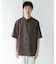 バンドカラーショートスリーブ 総柄シャツ