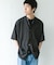 バンドカラーショートスリーブ 総柄シャツ