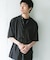 バンドカラーショートスリーブ 総柄シャツ